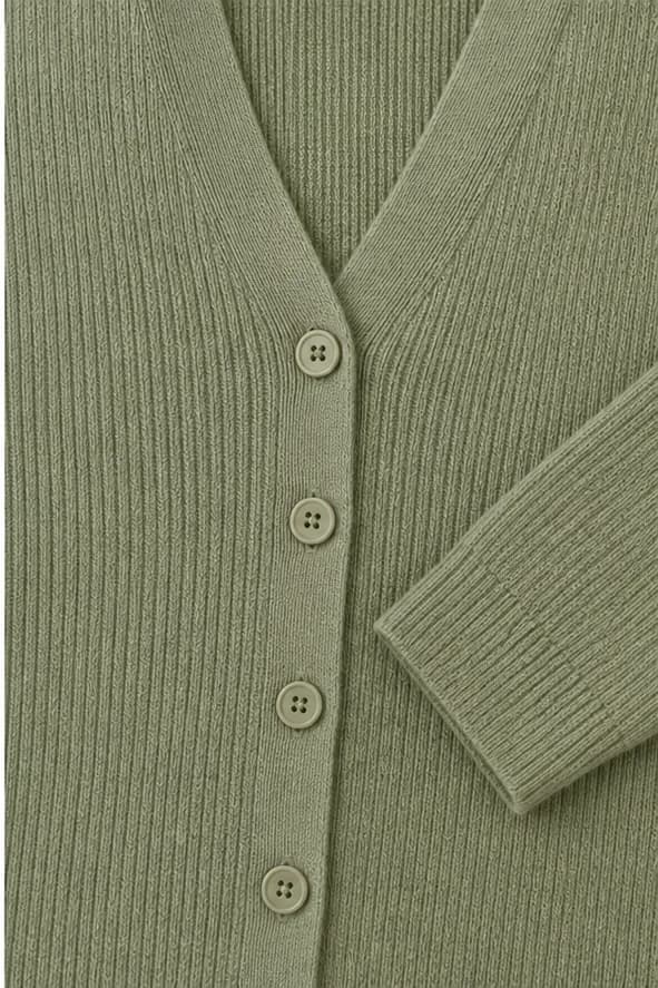 Sage rib-knit cardigan detail source