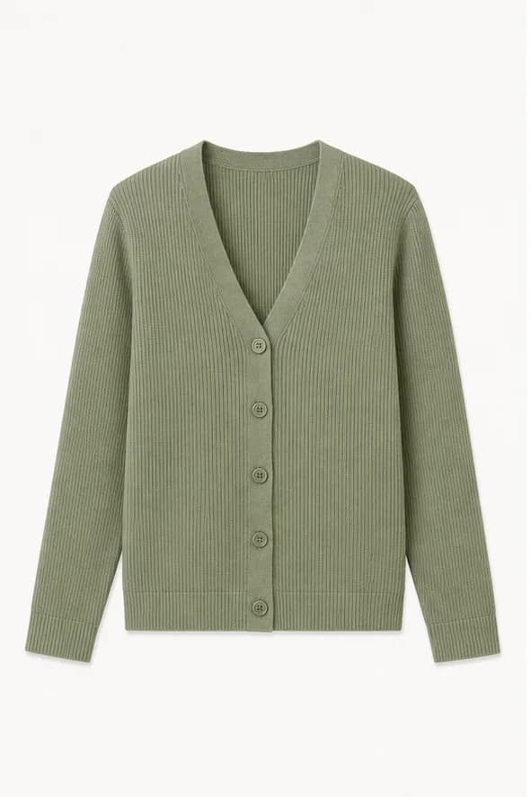 Sage rib-knit cardigan front source