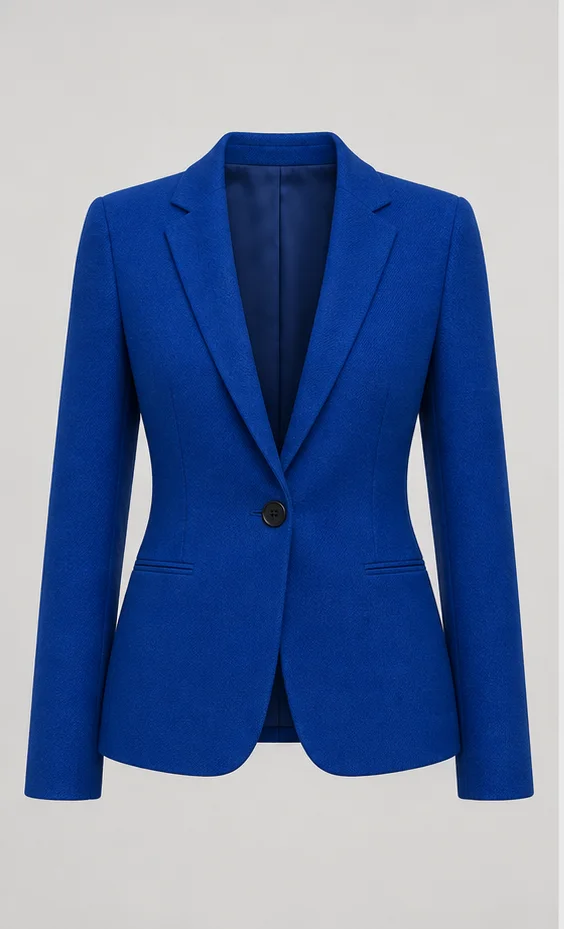 Front product image of a structured blazer used for a same-SKU consistency check